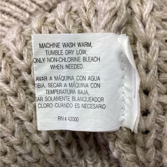 Basic Editions Men's Waffle Knit Crewneck Pullover Sweater Vintage Y2K Tan M - Picture 7 of 7